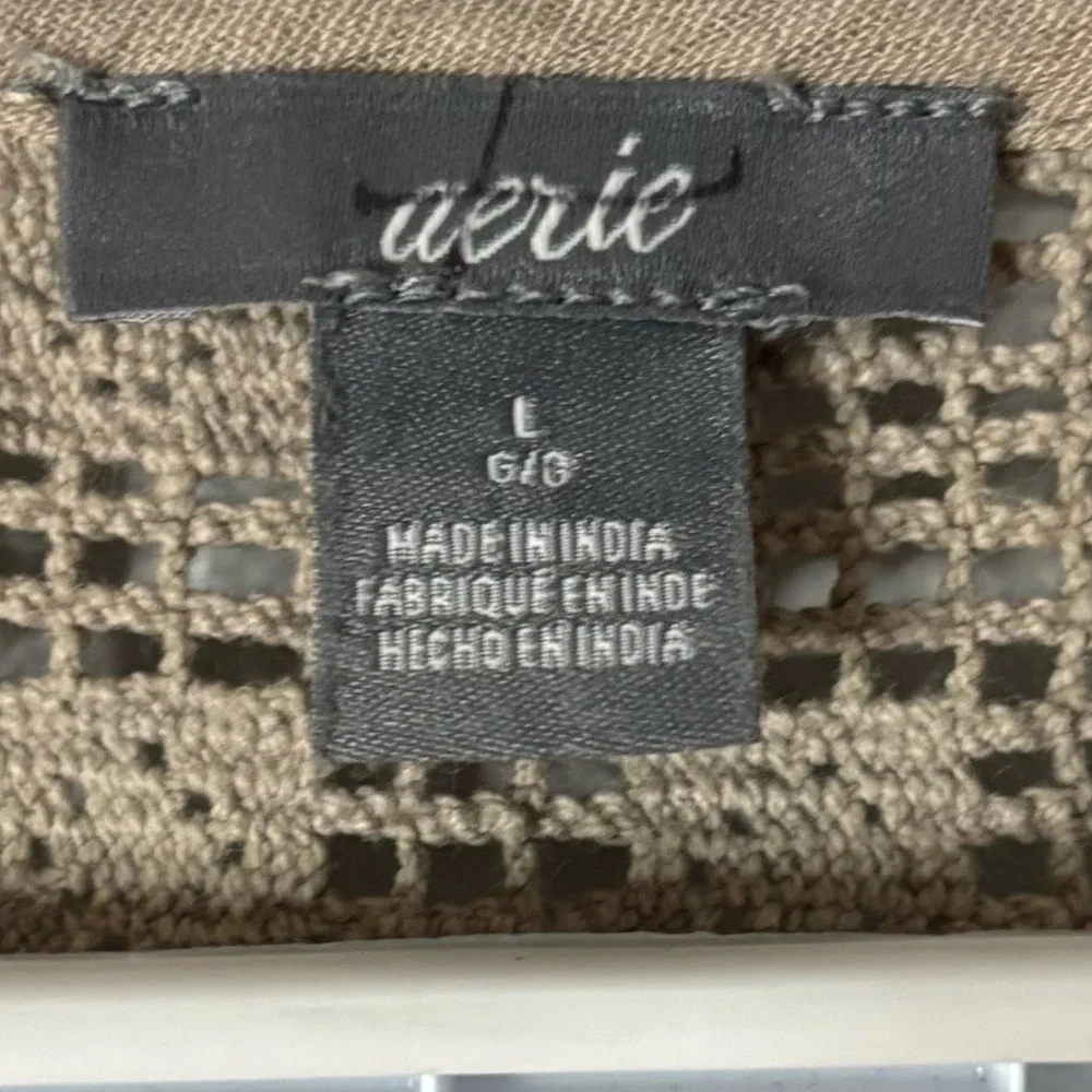 Aerie Tan Mini Dress with Crochet Accents - Picture 5 of 6